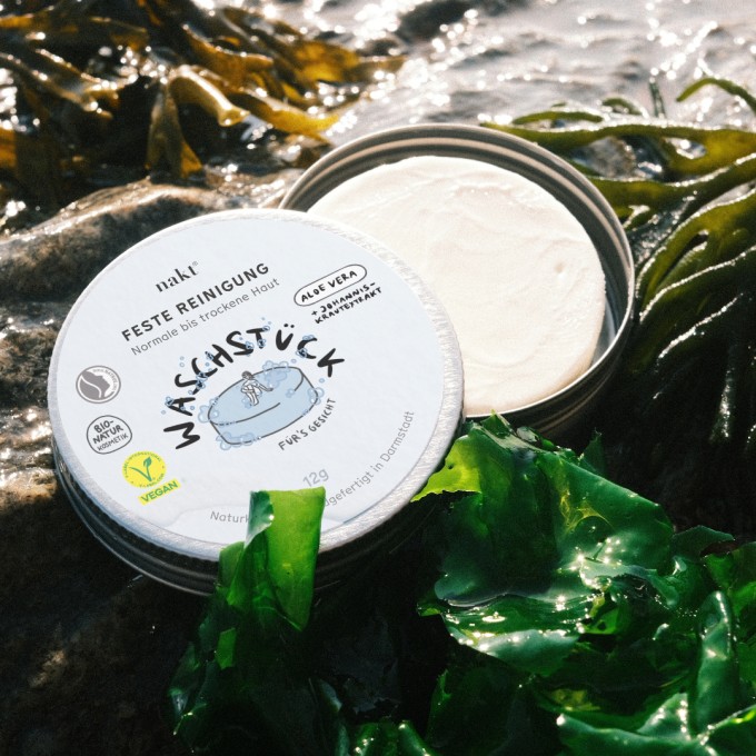 nakt® Waschstück • Gesichtsreinigung mit Aloe Vera | Normale bis trockene Haut