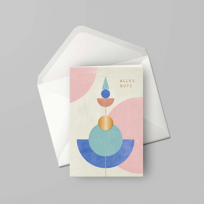 Designfräulein // Grußkarte mit Kuvert // Alles Gute // gold