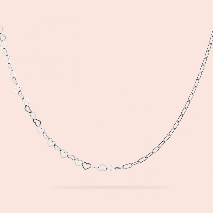 related by objects - just hearts necklace - 925 Sterlingsilber weiß rhodiniert