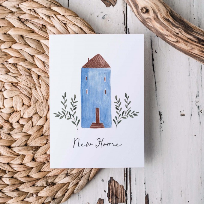 Paperlandscape | Faltkarte | Umzugskarte | "New Home Blau" | zur Einweihungsfeier
