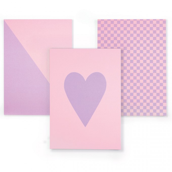 Bow & Hummingbird Notizblock-Set Herz/Karo/Diagonal - 3er Set in A6 aus Recyclingpapier