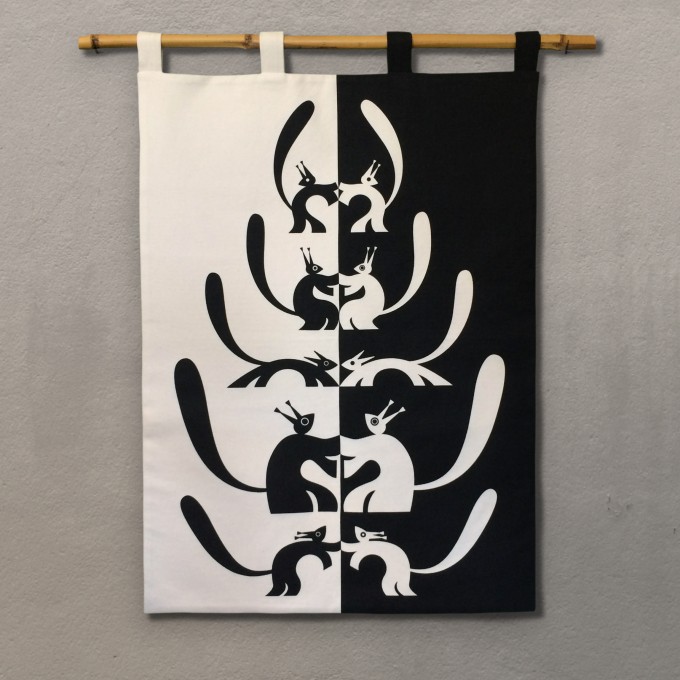 Print now - Riot later ● Nusskumpel Wandbehang, Stoffsiebdruck