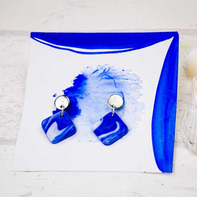 nathys_illustration blaue Ohrringe "ocean dreams" Unikat 1cm