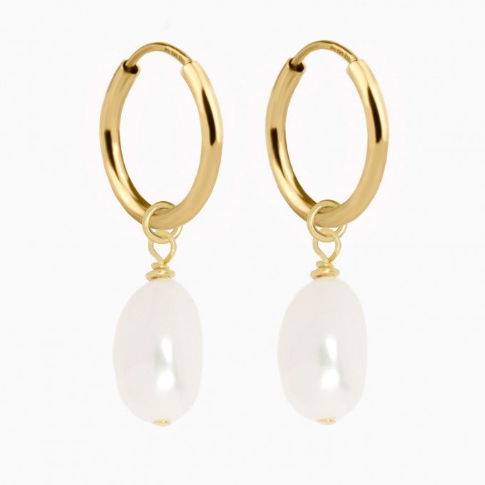 Perlen Creolen Ohrringe aus 18k Gold Vermeil | Paeoni Colors