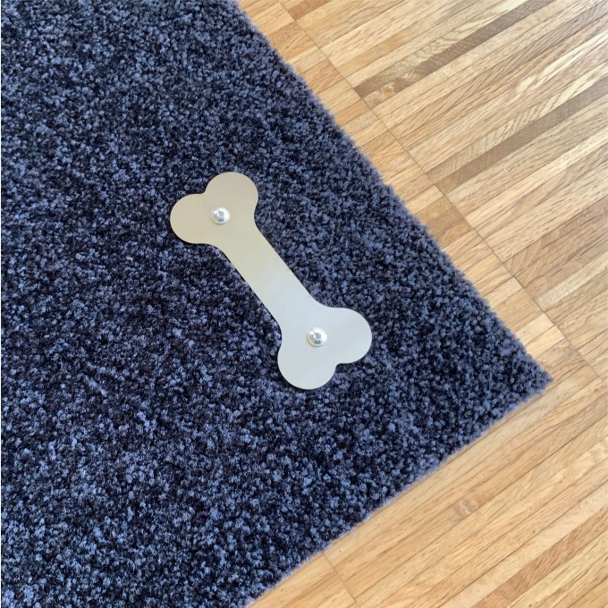 Keilbach Fußmatte picoBELLO.dog 87x57cm mit Edelstahlelement in Form eines Knochens, Edelstahlelement ist abnehmbar, Schmutzmatte ist nur 9mm dick, rutschsicherer und strapazierfähiger PVC-Rücken, UV-beständige Polyamid Faser 