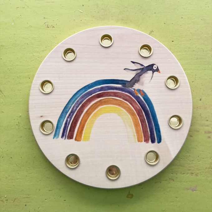 madeva Holzliebe Geburtstagsring Regenbogen Pinguin 