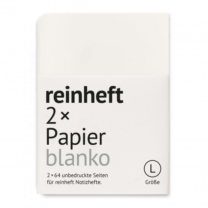 reinheft Papier blanko zum Auswechseln für Umschlag Größe L oder M, 2 x 64 Seiten