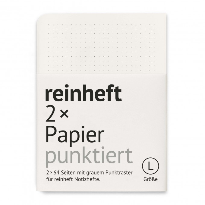 reinheft Papier mit Punktraster zum Auswechseln für Umschlag Größe L oder M, 2 x 64 Seiten