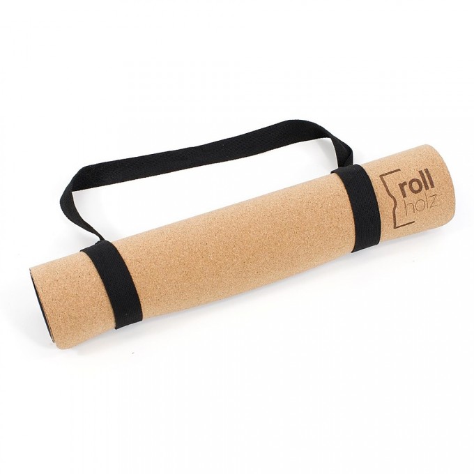 rollholz Korkmatte mit Naturkautschuk Rückseite und Trageschlaufe