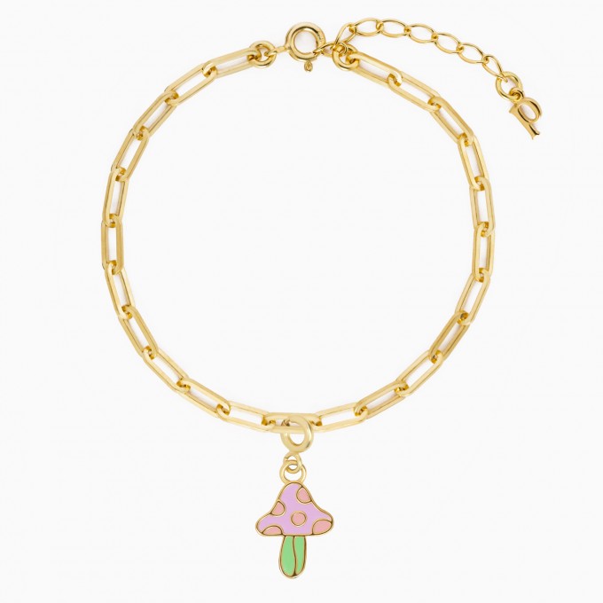 Bettelarmband mit Pilz Charm Anhänger aus Gold Vermeil | Paeoni Colors