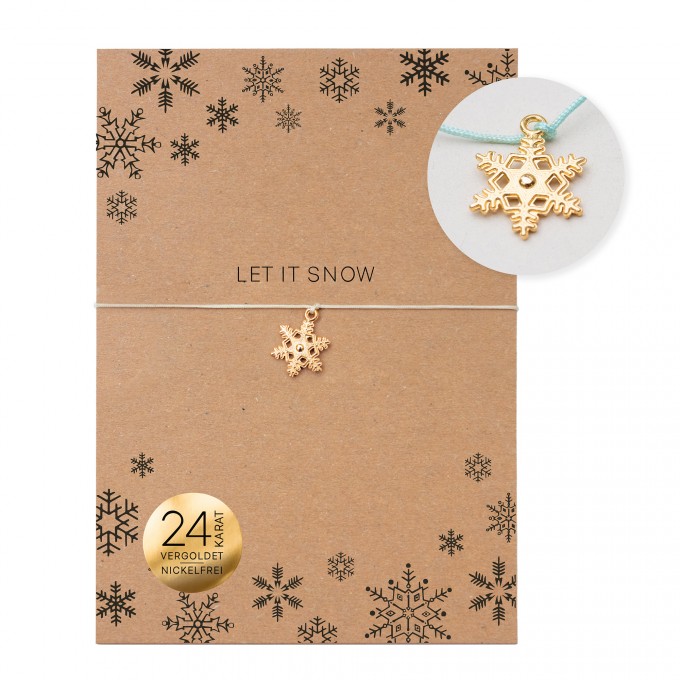 Bow & Hummingbird Schneeflocken Armband „Let it Snow“ – Weihnachtsarmband in Mint oder Creme, 24 Karat vergoldet, kleines Weihnachtsgeschenk