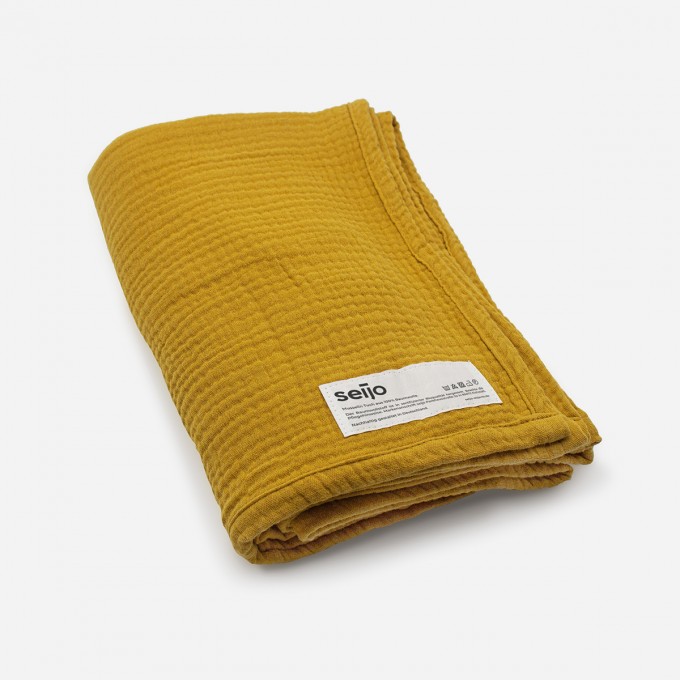 seijo | Musselin Tuch | ocker I 130 x 130 cm | Kleine Decke