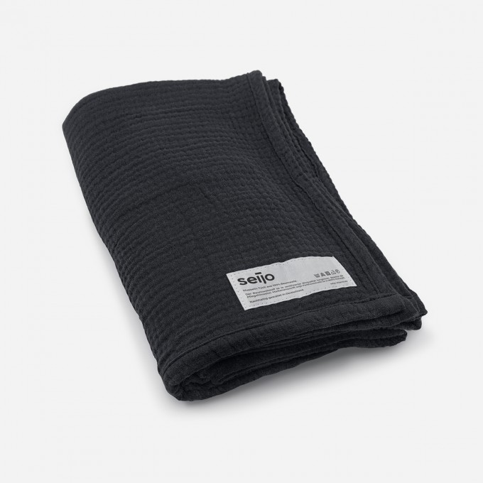 seijo | Musselin Tuch | schwarz I 130 x 130 cm | Kleine Decke