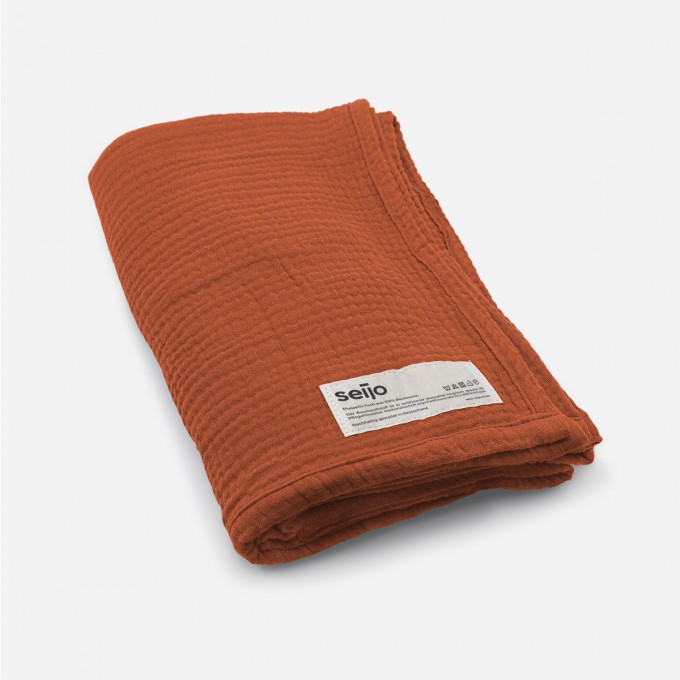 seijo | Musselin Tuch | rost | 130 x 130 cm | Kleine Decke