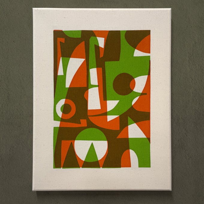 Print now - Riot later ● Abstract stencil #03, Stoffsiebdruck auf Leinwand