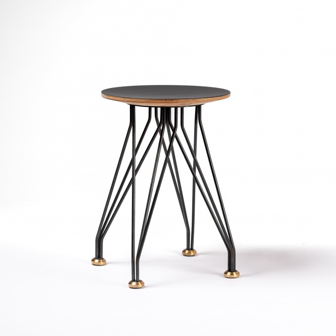 L hoch 2  Hocker 01.02 mit Linoleum charcoal