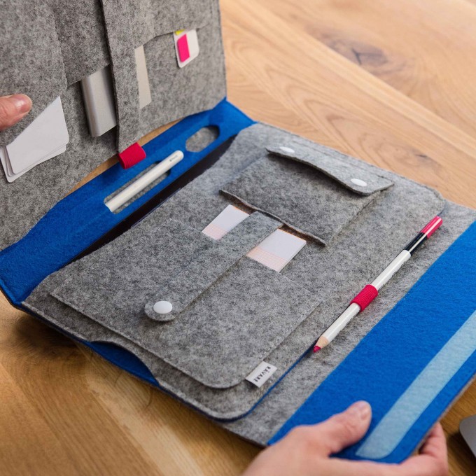 RÅVARE stilvoller Filz-Organizer für Tablets bis 11" und A5-Dokumente, minimalistischer Büroorganizer