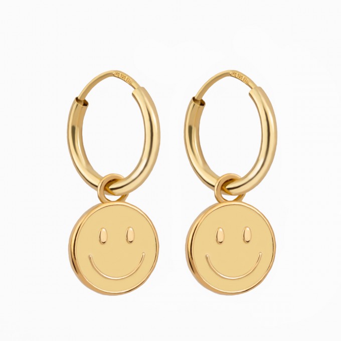 Smiley Creolen Ohrringe aus Gold Vermeil | Paeoni Colors