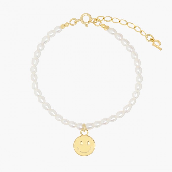 Smiley Süßwasserperlen Armband mit Gold Vermeil | Paeoni Colors