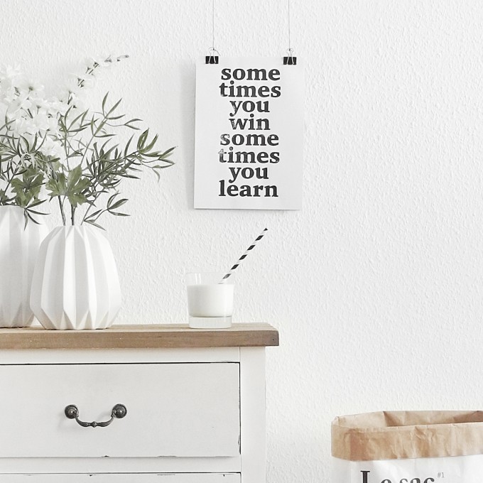 The True Type Linoldruck »sometimes you win, sometimes you learn«, ungerahmt (DIN A4), Poster, Print, Typografie, Design