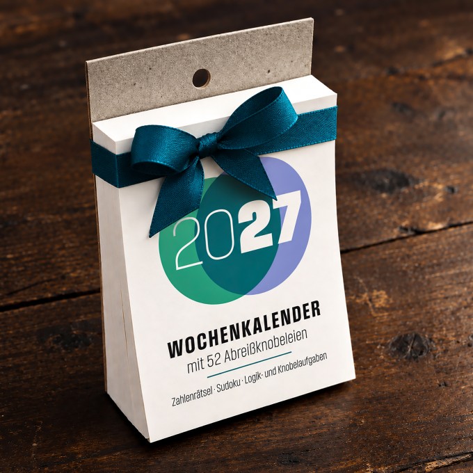 Knobel-Wochenkalender 2027 – 52 Rätsel, Sudokus, Logikaufgaben & Suchbilder // sperlingb.design