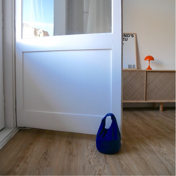 Türstopper blau "Cobalt Cordulino" mit waschbarem Bezug von stop!t