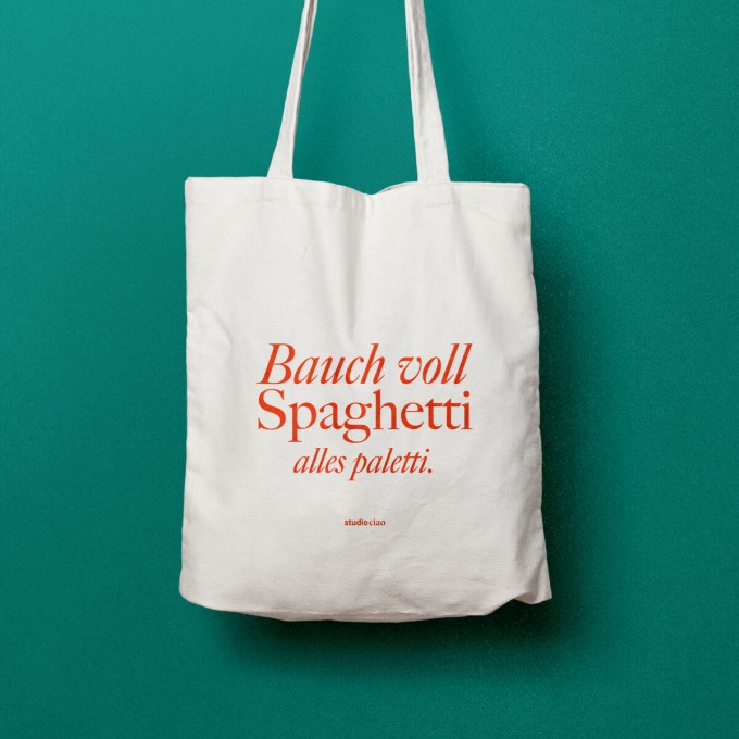 Bauch voll Spaghetti, alles paletti Jutebeutel – studio ciao