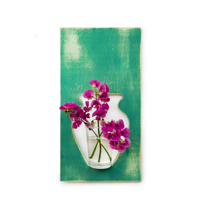 Wandvase flortrait vintage türkis