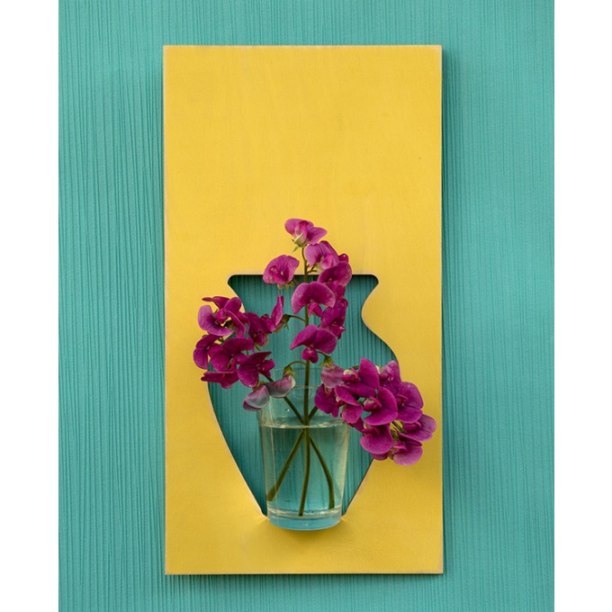 Wandvase flortrait vintage gelb