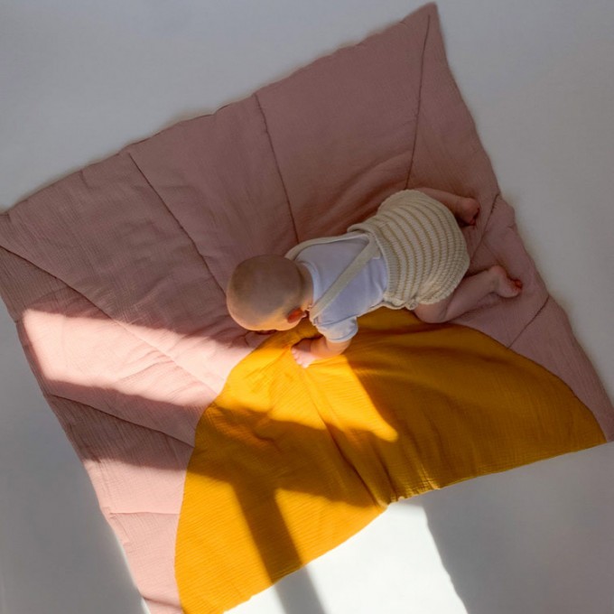 Wende-Krabbeldecke • Quilted Sun • rosa/gelb – tigidou