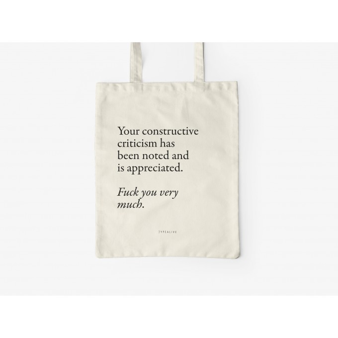 typealive / Baumwolltasche / Criticism