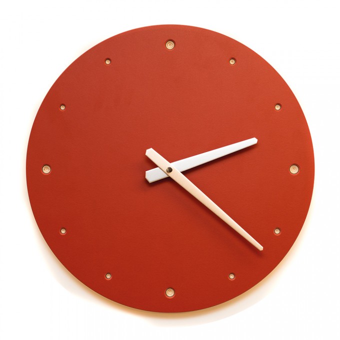 klotzaufklotz Wanduhr Rot