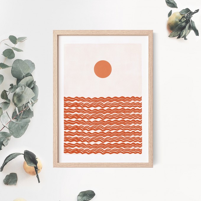 Paperlandscape | Kunstdruck "Wellen und Sonne" | Boho Poster Meer | abstrakte Natur | verschiedene Größen