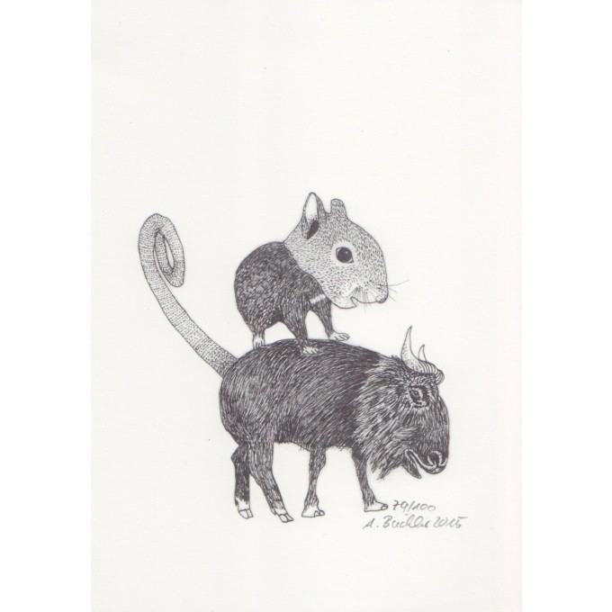 Anka Büchler, Das Liebesspiel der Wolpertinger, limitierte Digitaldruckserie, A5, Motiv 17