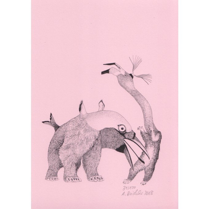 Anka Büchler, Das Liebesspiel der Wolpertinger, limitierte Digitaldruckserie, A5, Motiv 02