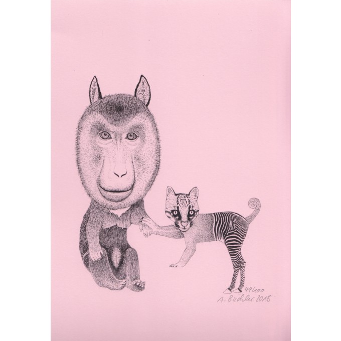 Anka Büchler, Das Liebesspiel der Wolpertinger, limitierte Digitaldruckserie, A5, Motiv 03