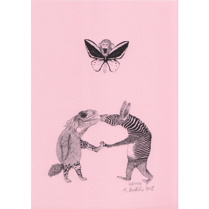Anka Büchler, Das Liebesspiel der Wolpertinger, limitierte Digitaldruckserie, A5, Motiv 04