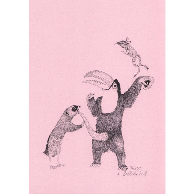 Anka Büchler, Das Liebesspiel der Wolpertinger, limitierte Digitaldruckserie, A5, Motiv 05