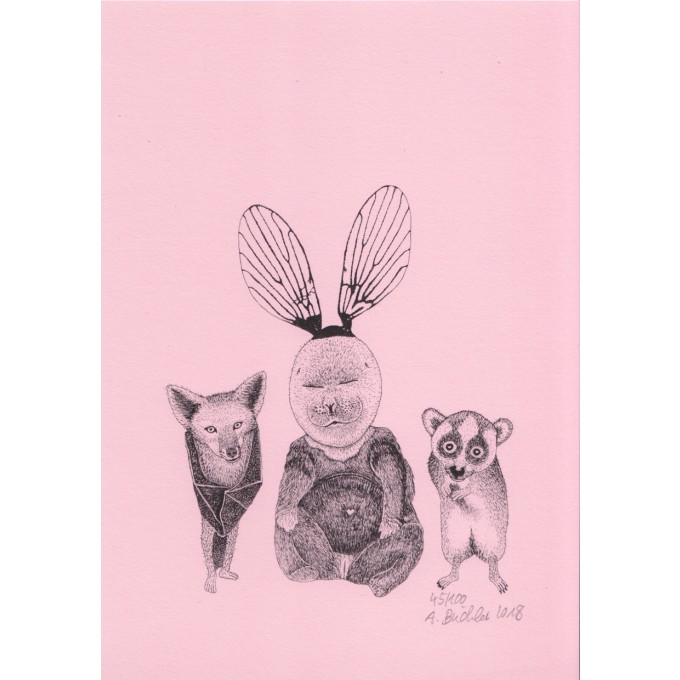 Anka Büchler, Das Liebesspiel der Wolpertinger, limitierte Digitaldruckserie, A5, Motiv 06