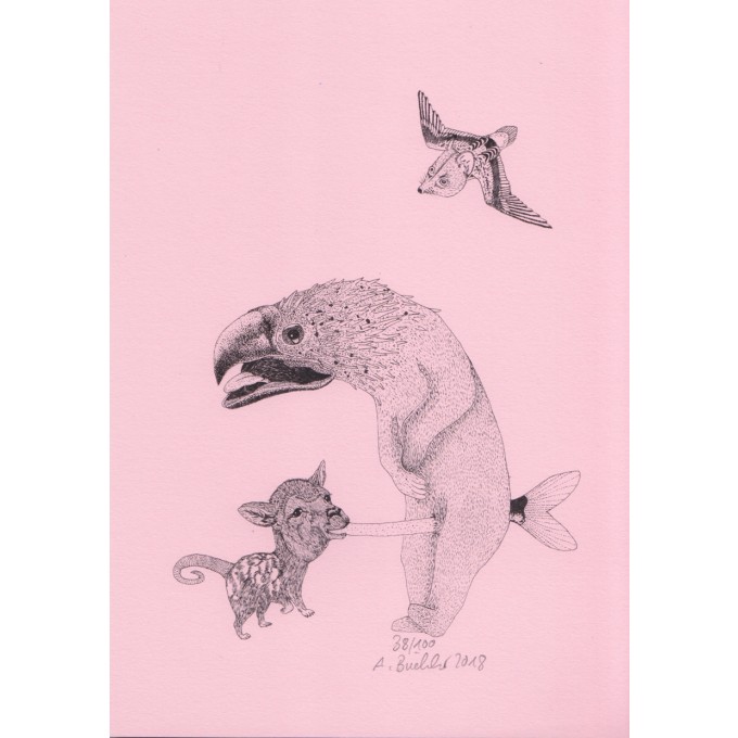 Anka Büchler, Das Liebesspiel der Wolpertinger, limitierte Digitaldruckserie, A5, Motiv 07