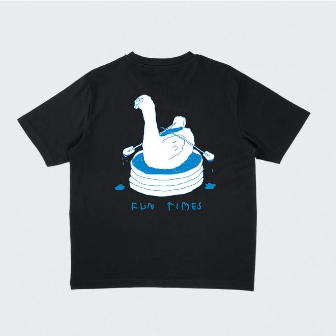 FUN TIMES Black T-Shirt - yahya studio, johanna schwarzer