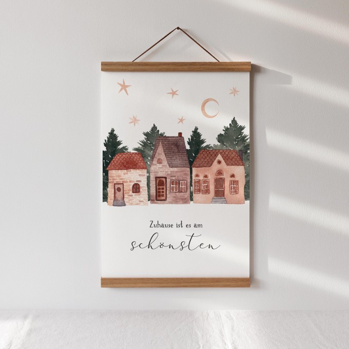 Paperlandscape | Kunstdruck | winterliche Häuser